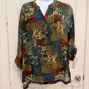 Cupio Floral Multicolor Women's Top 2XL